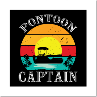 Vintage Style Pontoon Captain Shirt Funny Pontoon Boat Lovers Posters and Art